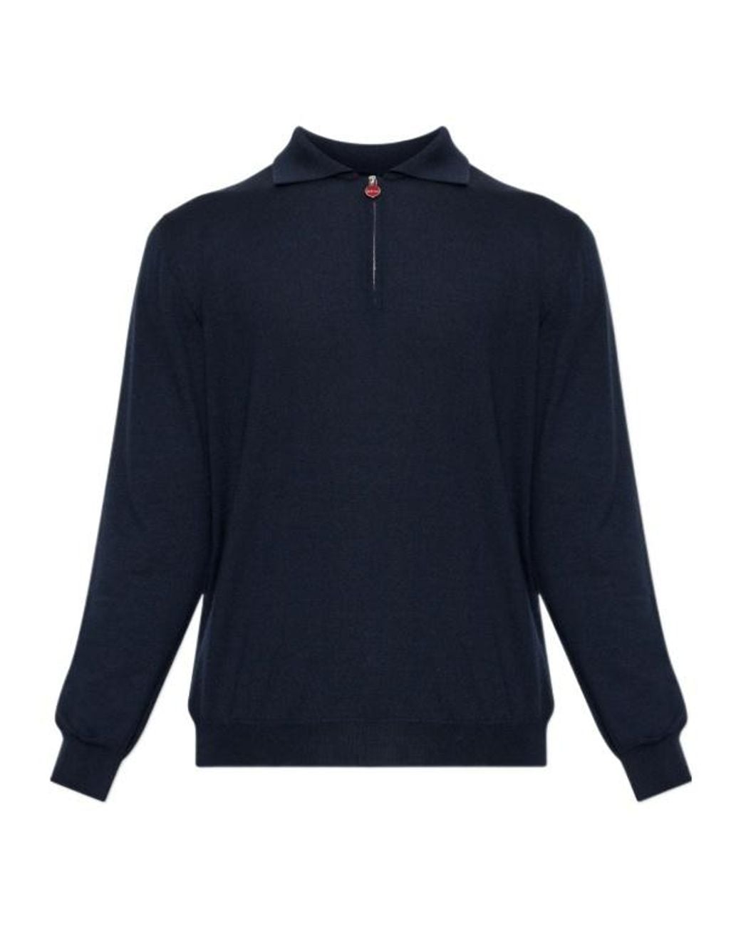 Kiton Blue Collared Long-Sleeved Knit Sweater for men