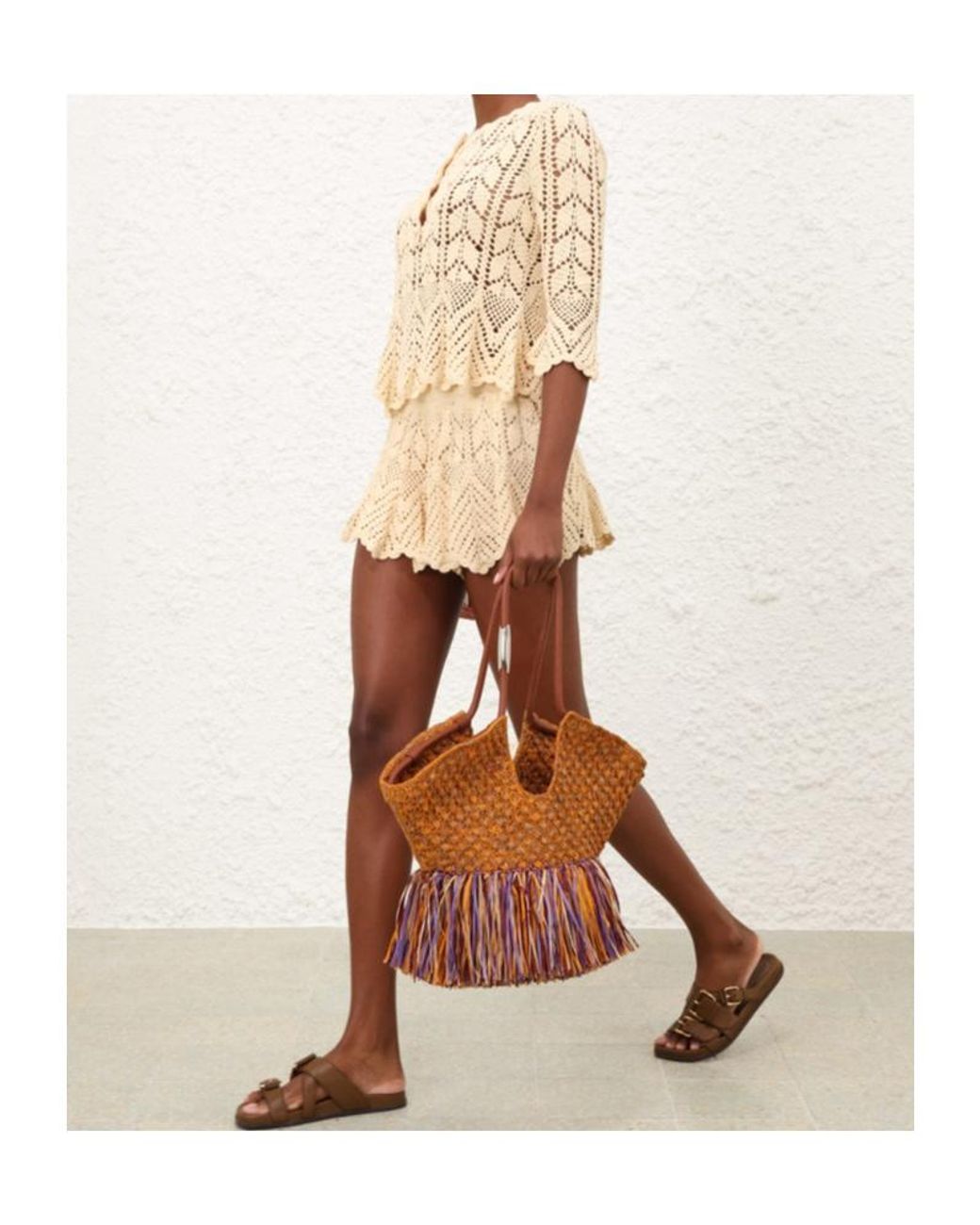 Zimmermann Brown Goldentime Medium Fringe Tote
