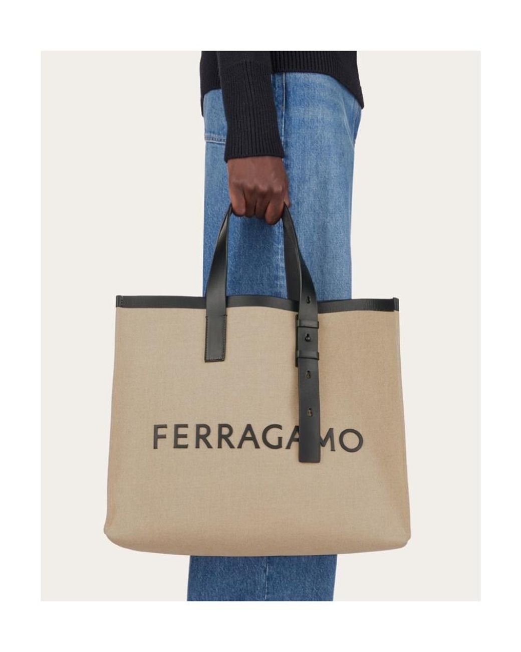 Ferragamo Natural Ferragamo Signature Tote Bag for men