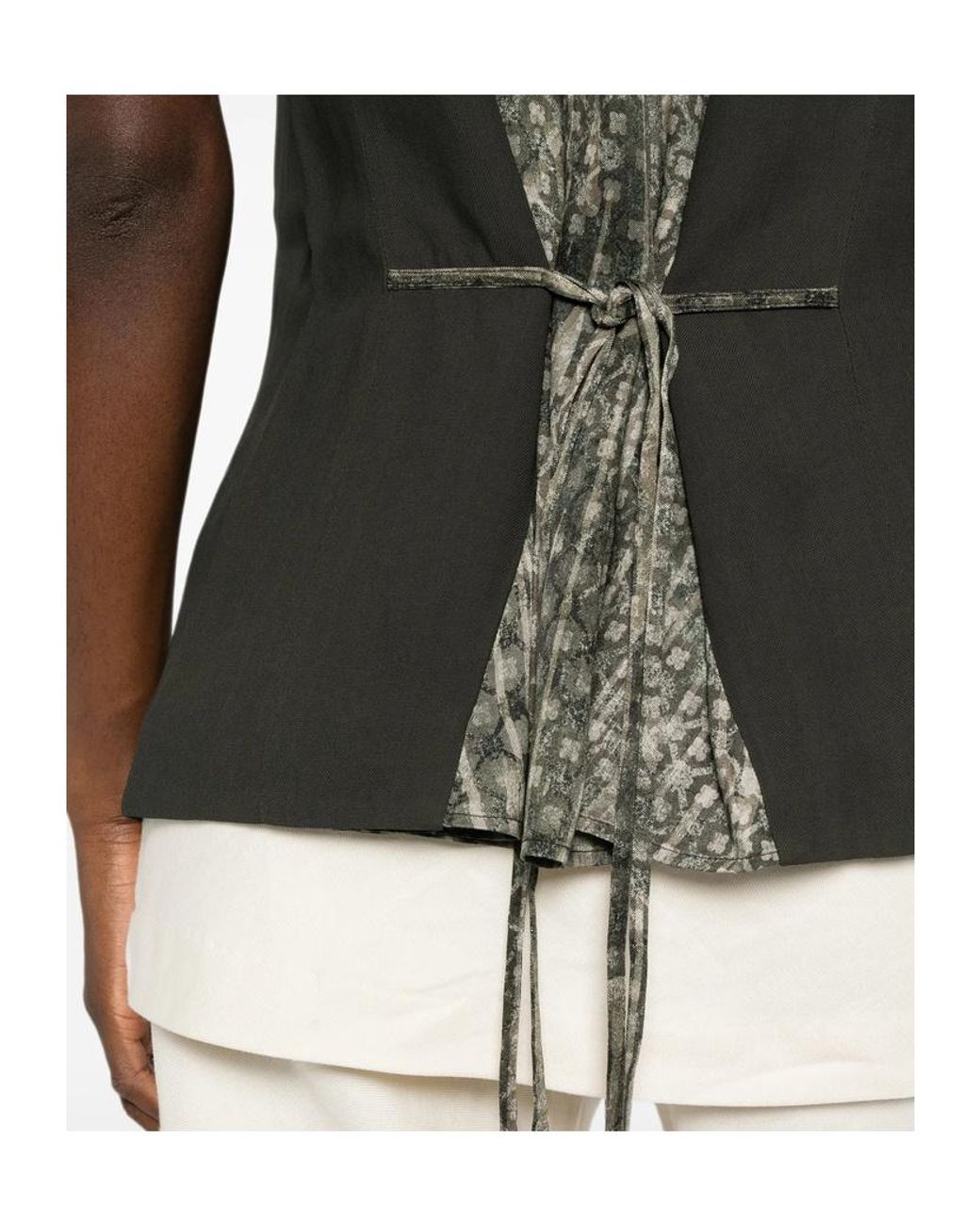Ziggy Chen Gray Patterned-Panel Vest