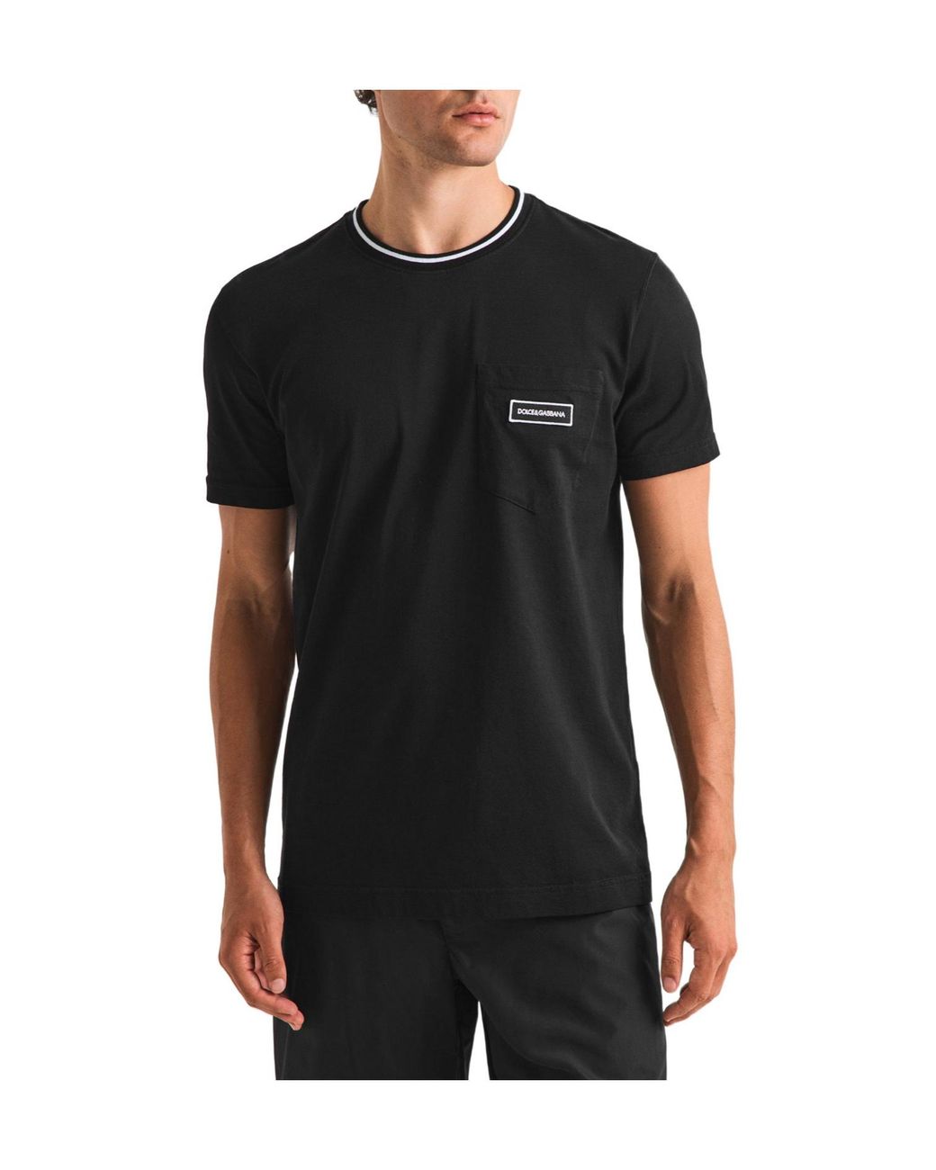 Dolce & Gabbana Black Solid Color T-Shirt for men