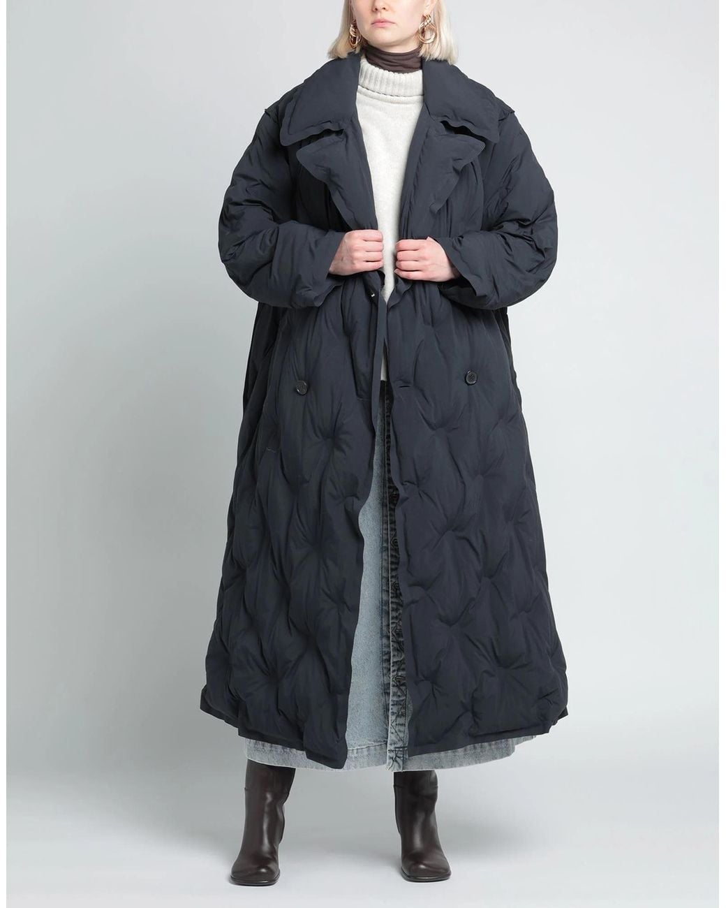 Maison Margiela Black Double-Breasted Down Coat