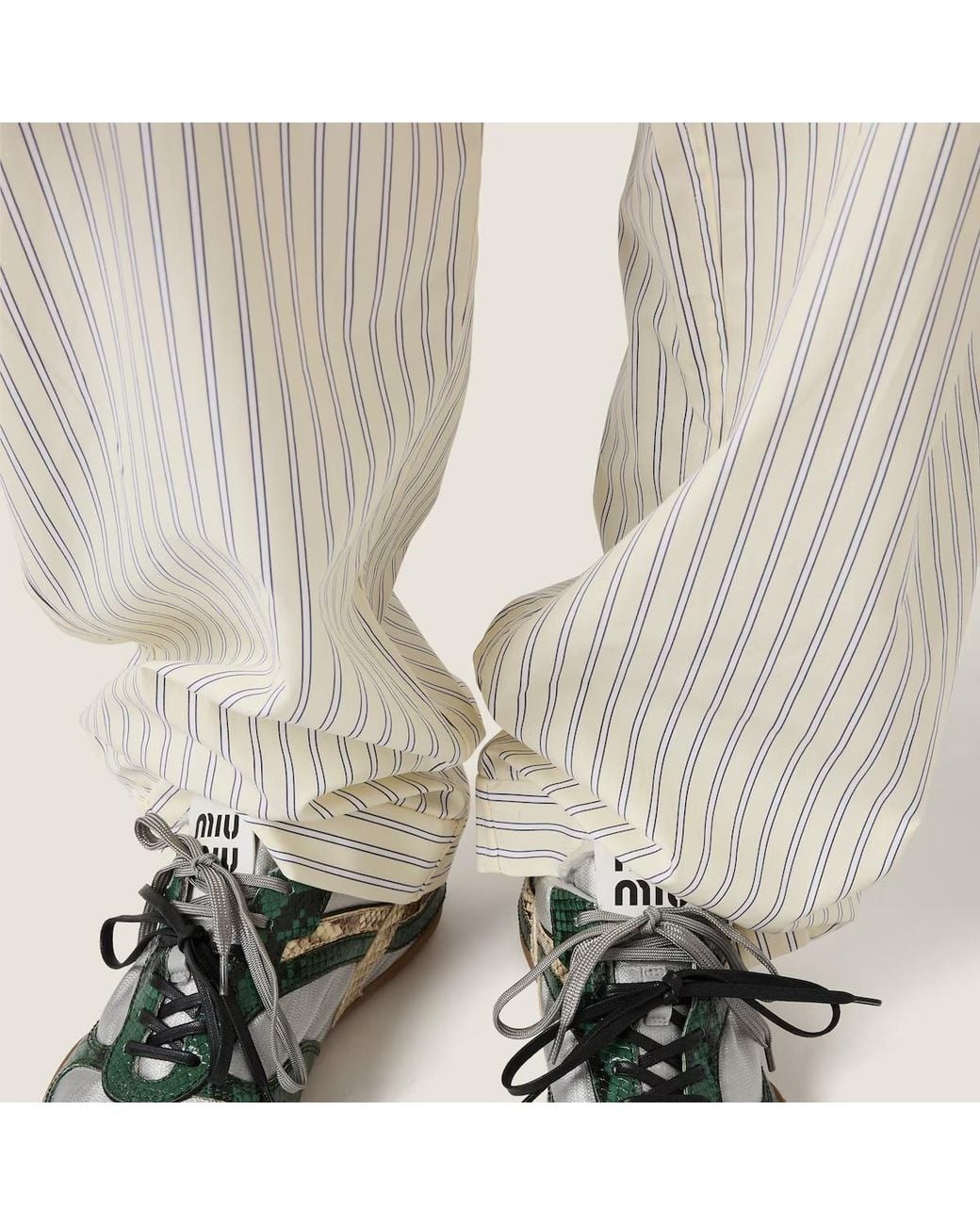 Miu Miu White Striped Straight Leg Pants