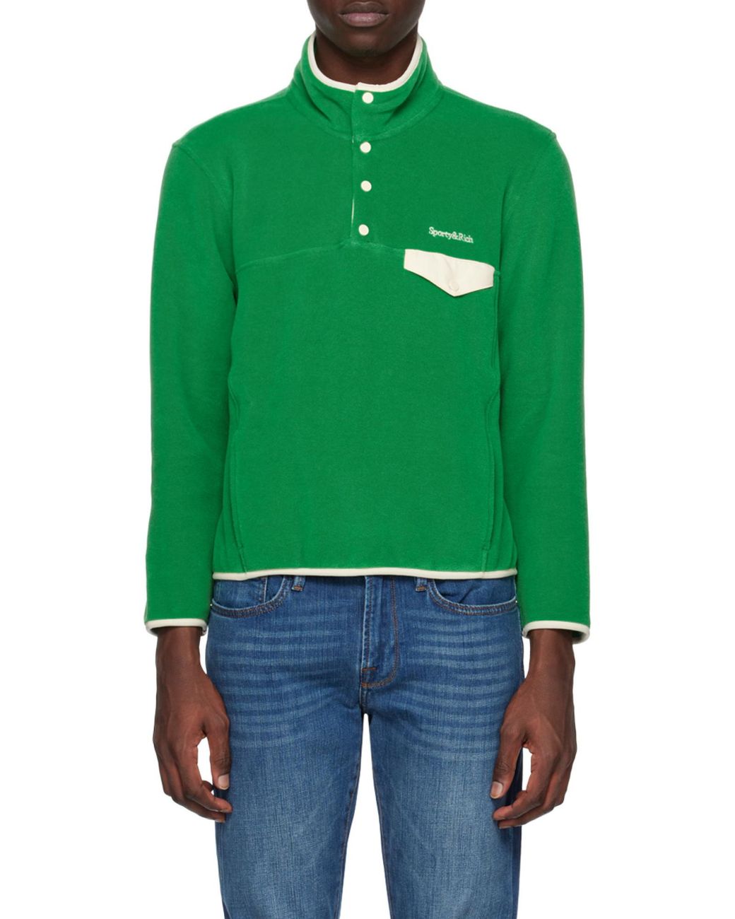 Sporty & Rich Green Funnel Neck Long-Sleeved Jumper