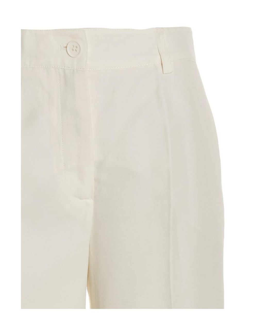 P.A.R.O.S.H. White Raisa Flared High-Waisted Trousers