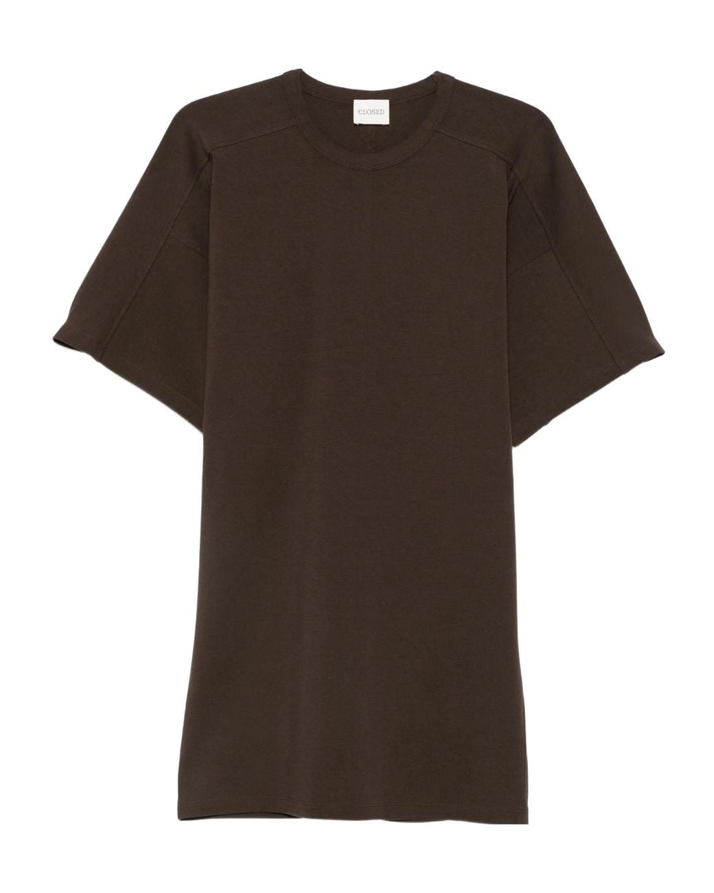 Closed Brown Short-Sleeve Panelled Dress