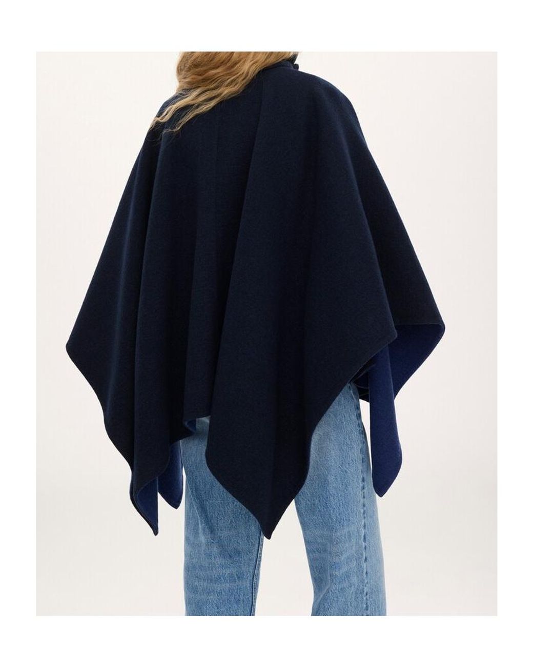 Chloé Blue High-Neck Short Cape Coat