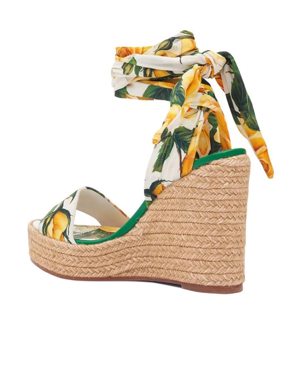 Dolce & Gabbana Metallic Floral Printed Ankle Strap Sandals