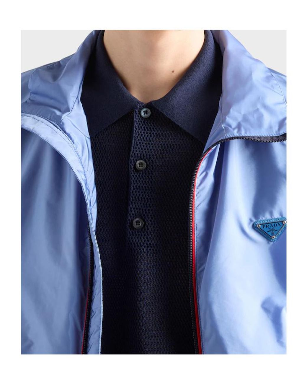 Prada Blue Buttoned Short-Sleeve Polo Shirt for men