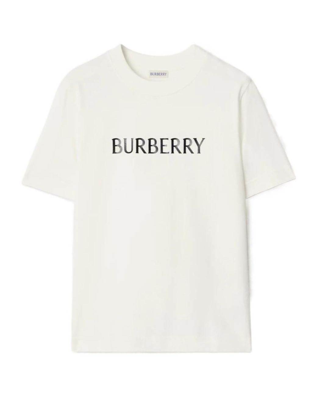 Burberry White Logo Printed Crewneck T-Shirt