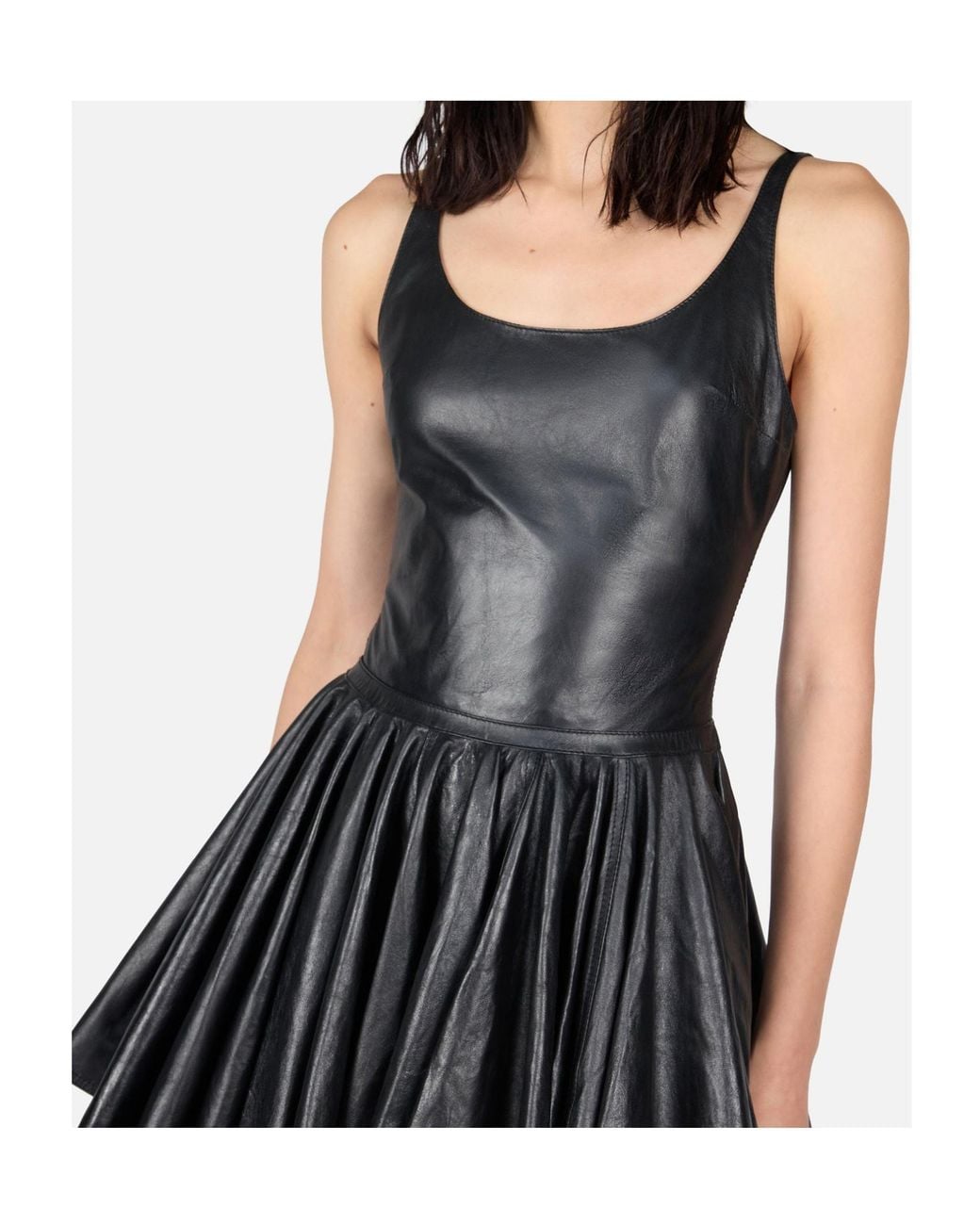 Haikure Black Lucrezia Leather Mini Dress