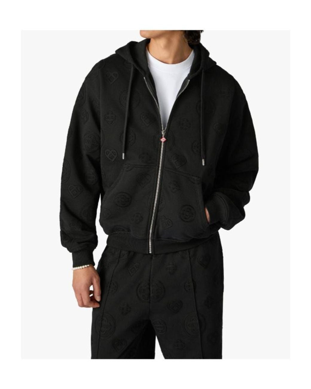 Casablanca Black Monogram Zip-Up Hoodie for men