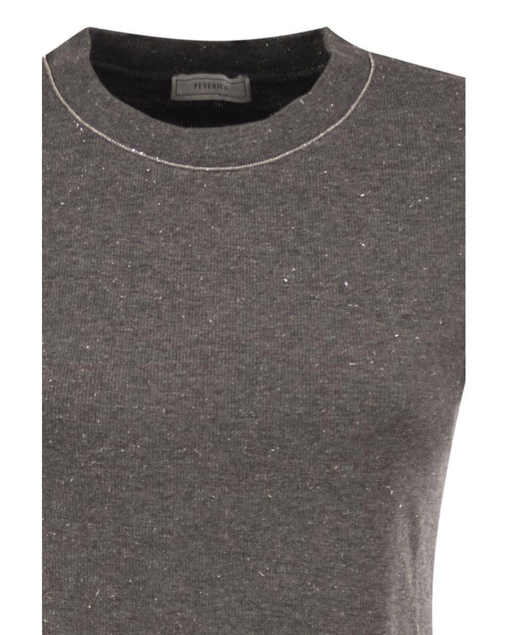 Peserico Gray Crew-Neck Short-Sleeve T-Shirt
