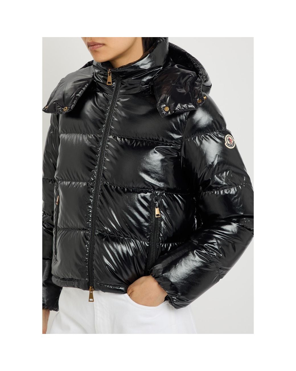 Moncler Black Hooded Short Down Jacket