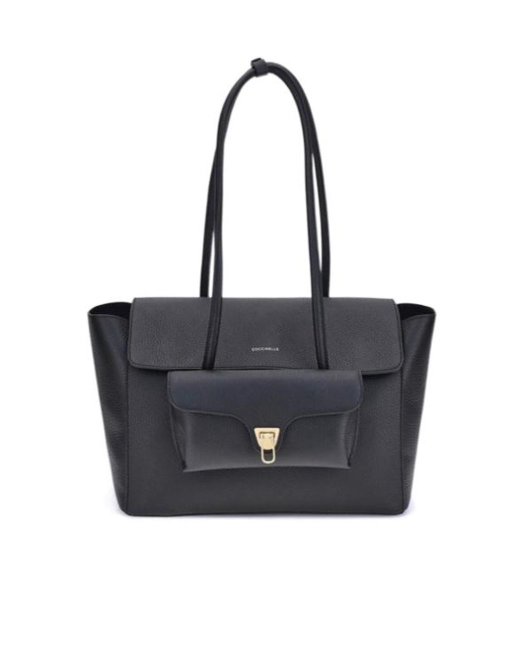 Coccinelle Black Double Beat Flap Shoulder Bag