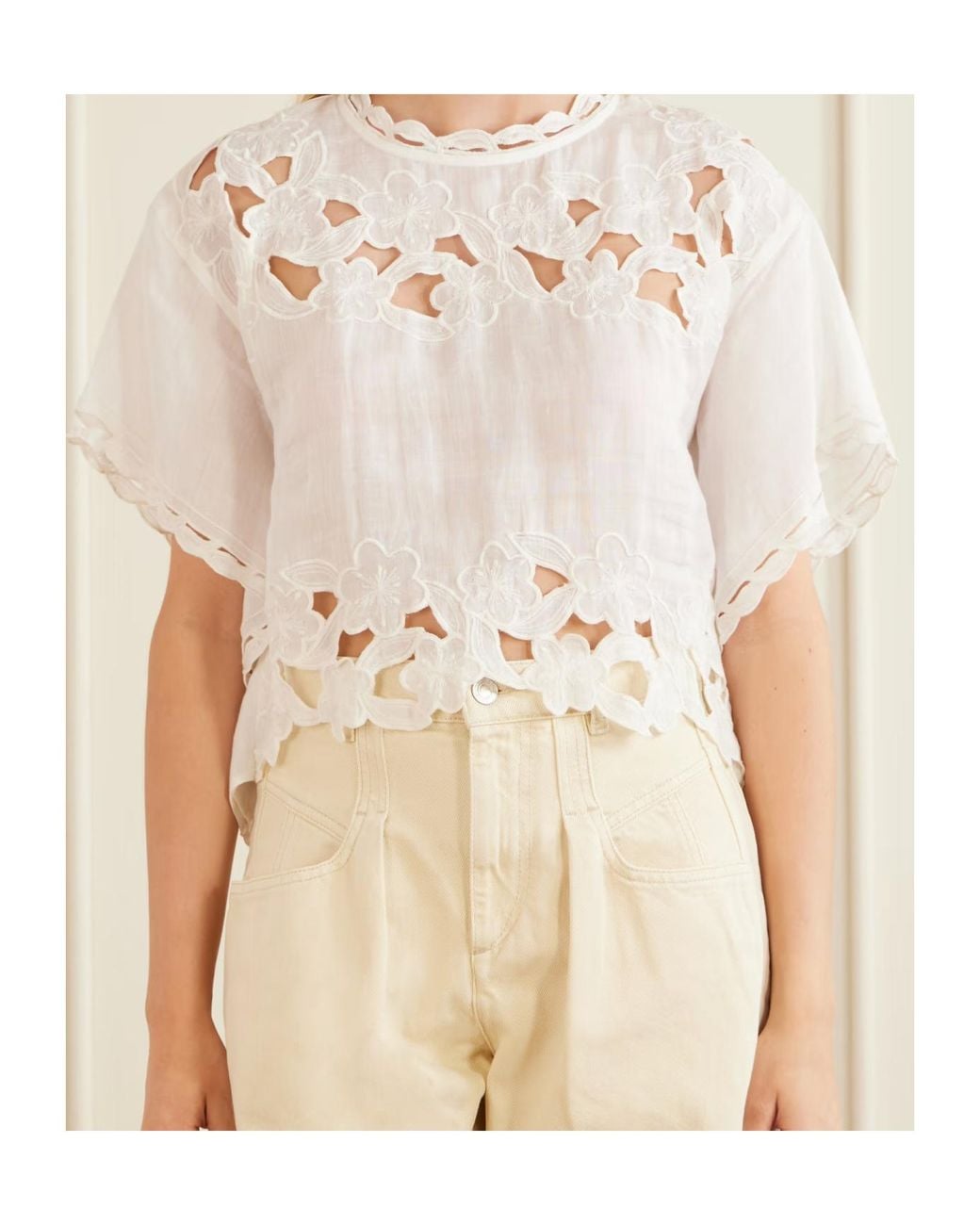 Isabel Marant White Relda Floral Embroidered Top