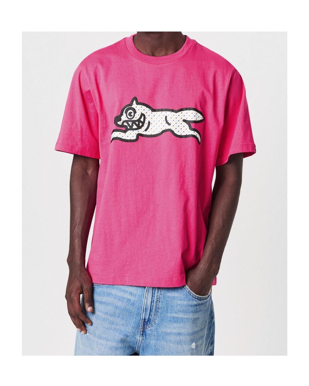 ICECREAM Pink Crew Neck Short-Sleeved T-Shirt for men