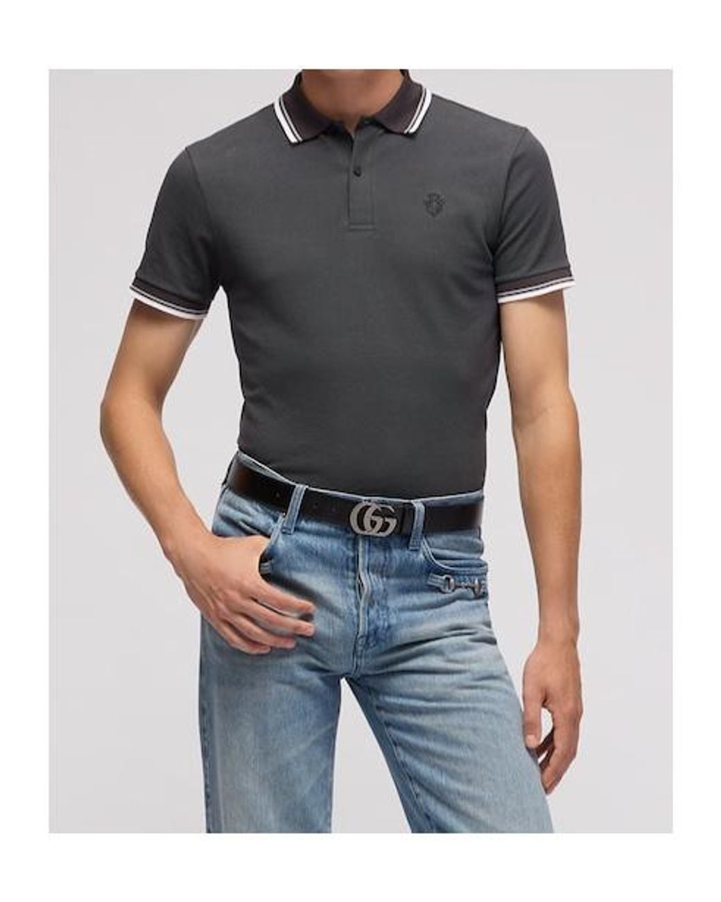 Gucci Black Cotton Piquet Polo Shirt With Embroidery for men