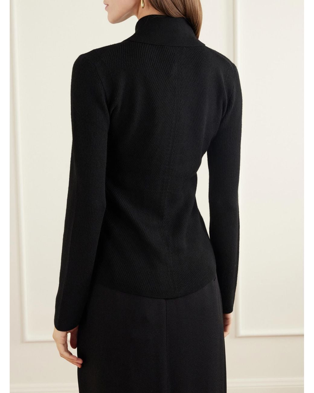 Emilia Wickstead Black Ribbed Wool Cardigan