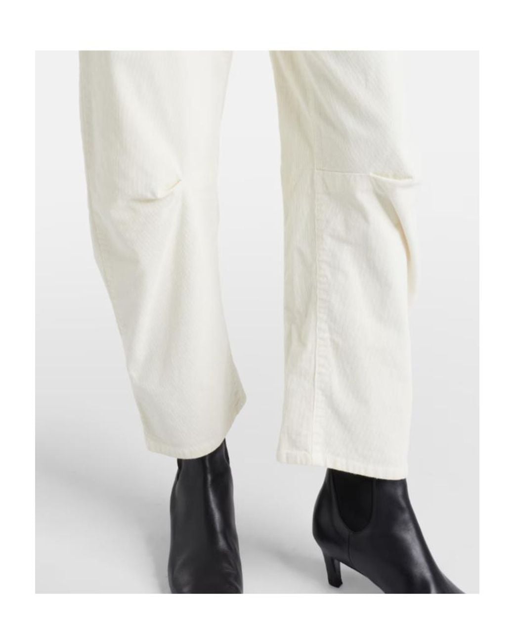 Nili Lotan White Shon Corduroy Barrel-Leg Pants