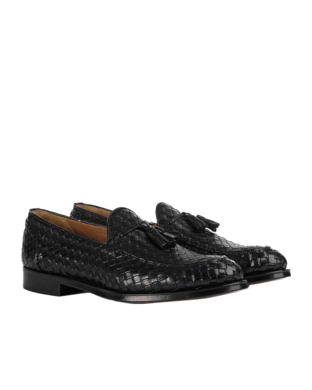 Doucal's Black Tassel Woven Shoes for men