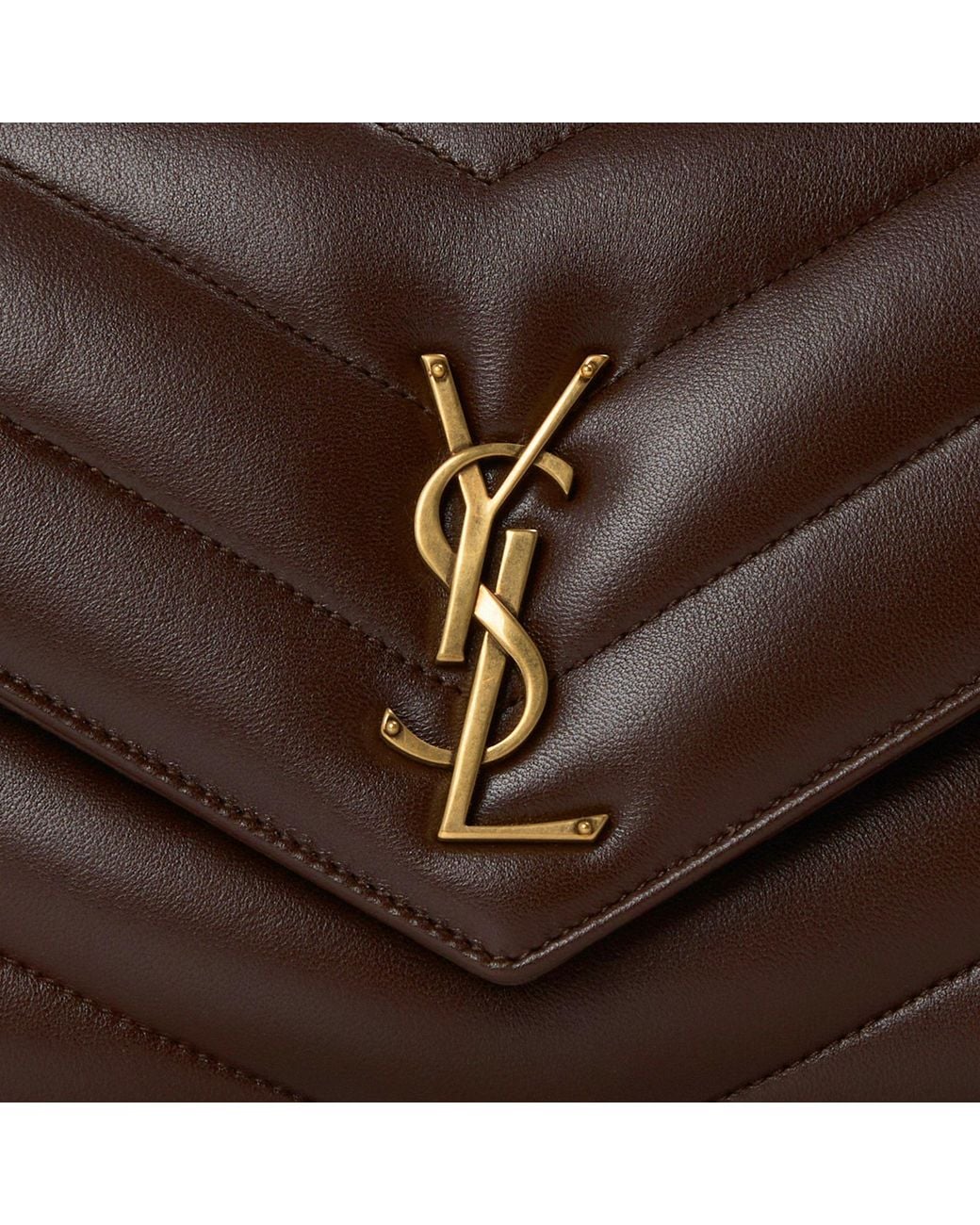 Saint Laurent Brown V-Quilted Leather Handbag