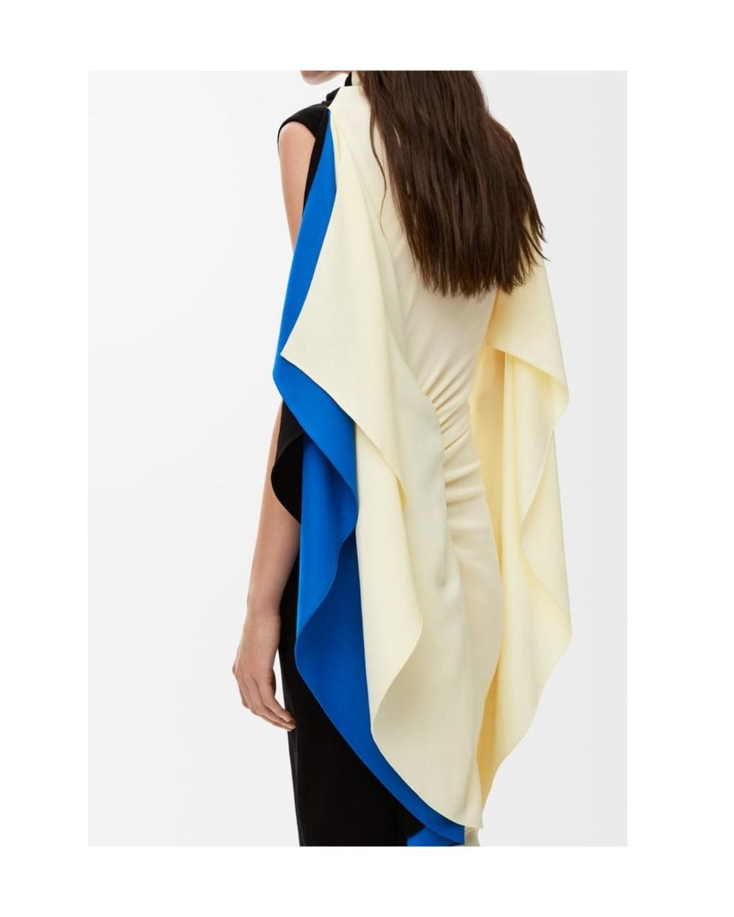 Loewe Blue Asymmetric Colorblock Draped High-Low Dress