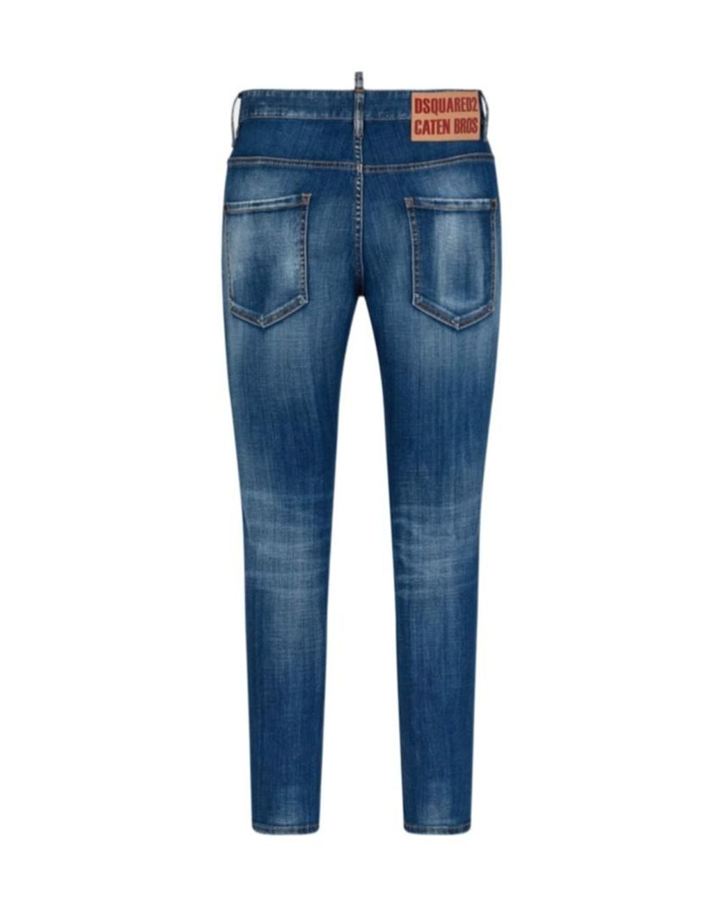 DSquared² Blue Logo-Patch Distressed Skinny Jeans for men