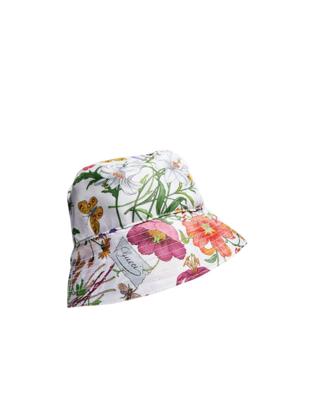 Gucci White Printed Twill Bucket Hat