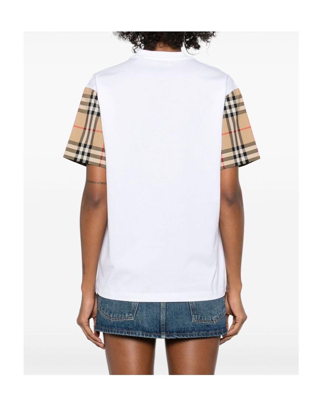 Burberry White Check Cotton T-Shirt