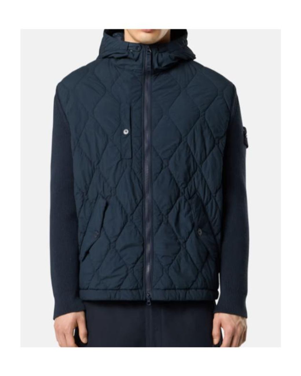 Stone Island Blue Hooded Jacket With Padding And Anti-Drop for men