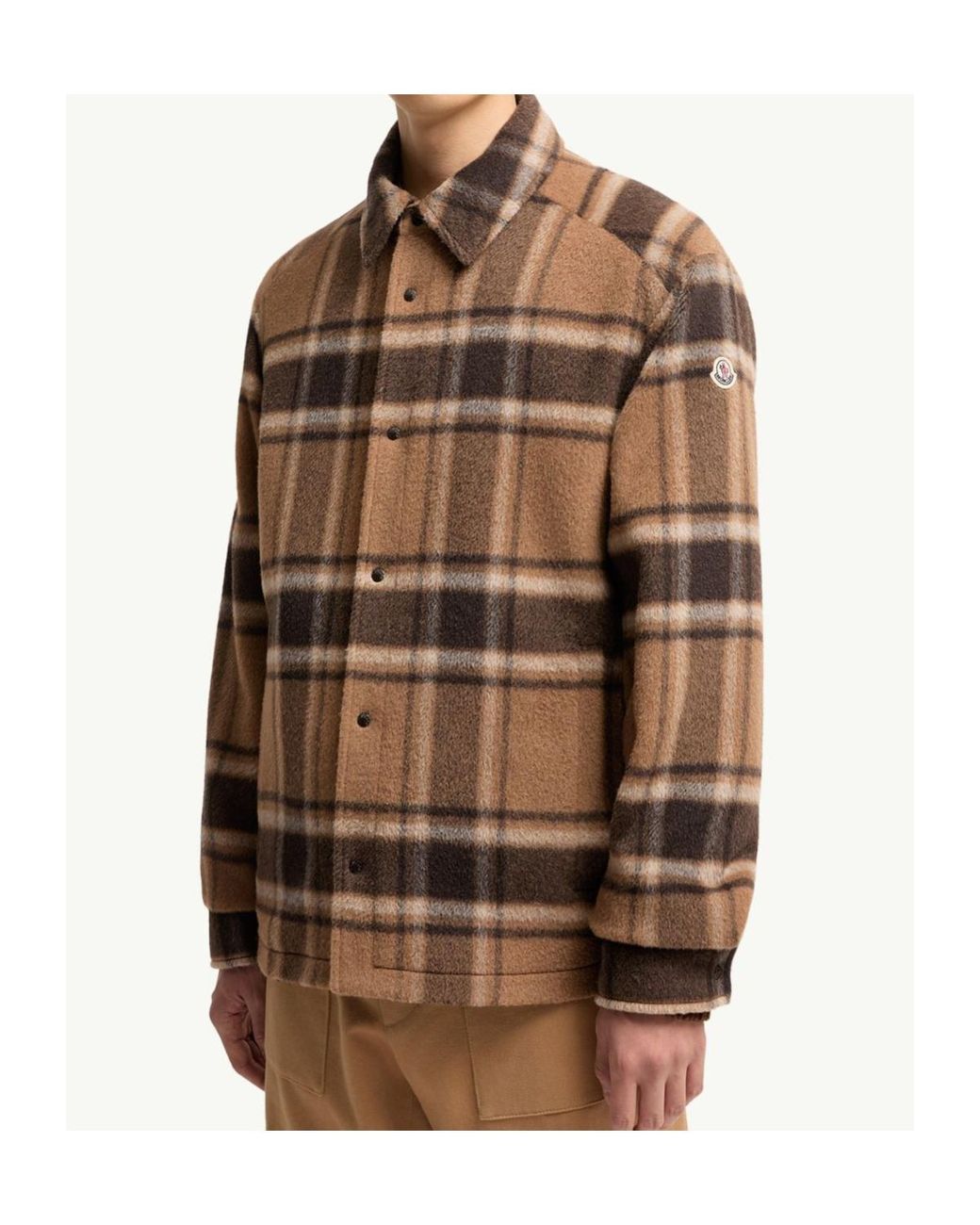 Moncler Brown Check Wool Shirt Jacket for men