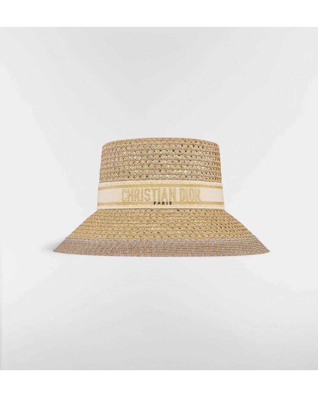 Dior Natural Logo Band Wide-Brim Hat