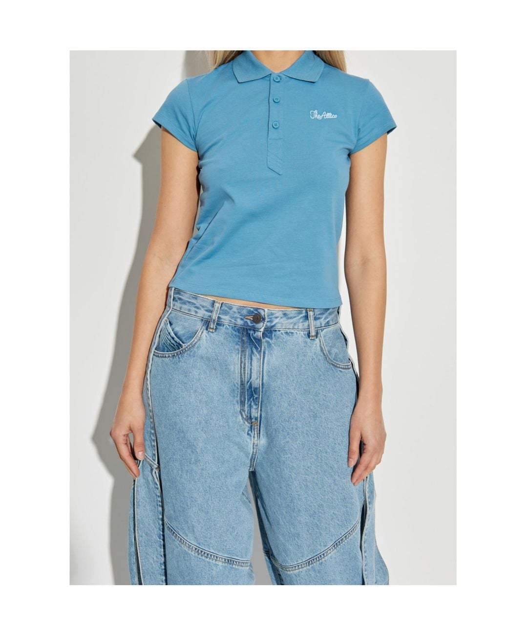 The Attico Blue The Logo Embroidered T-Shirt