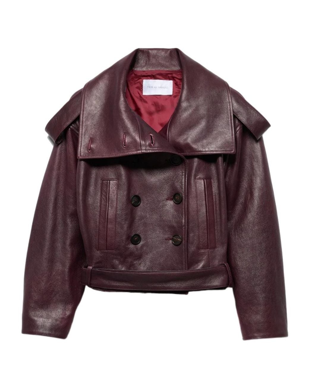 7 For All Mankind Purple Double Breasted High Neck Short Coat
