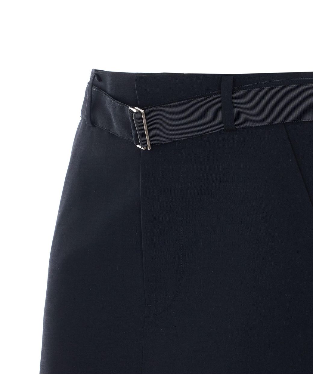 Sacai Blue Belted Pleated Midi Skirt