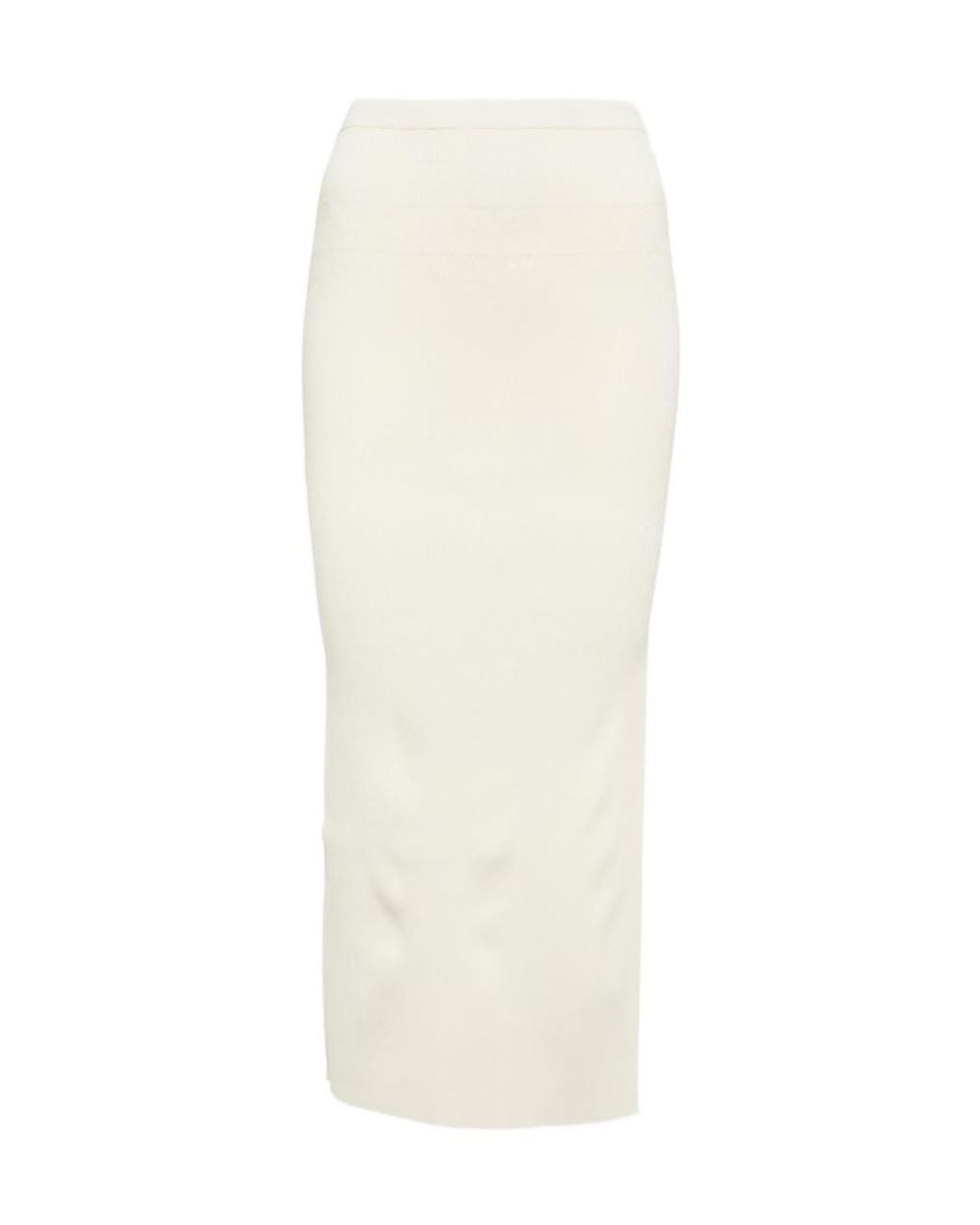 Altuzarra White Irvette Ribbed-Knit Midi Skirt
