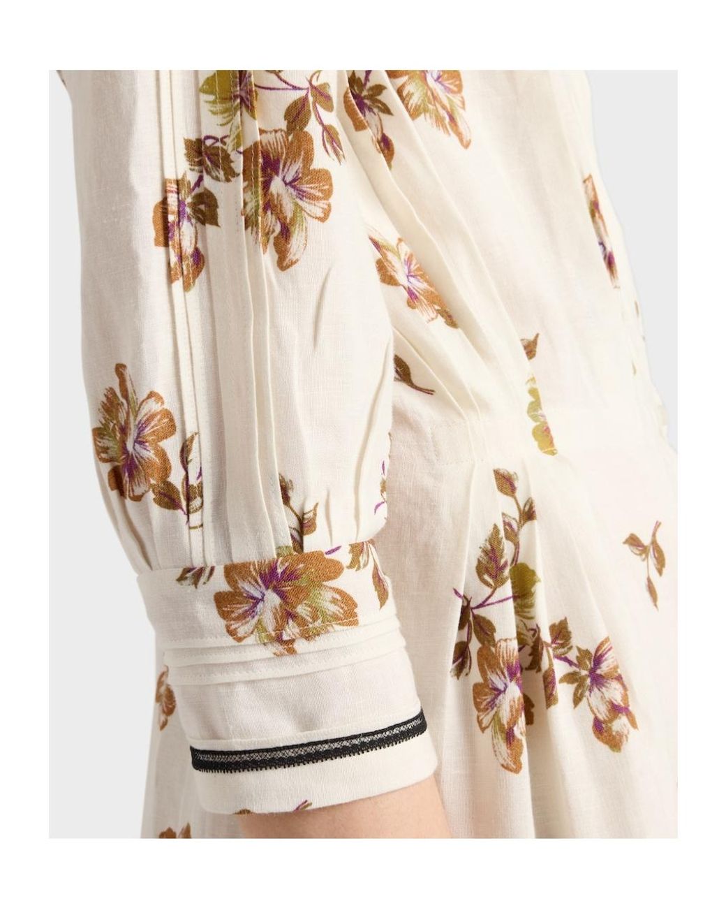 Prada Natural Long Printed Linen Dress
