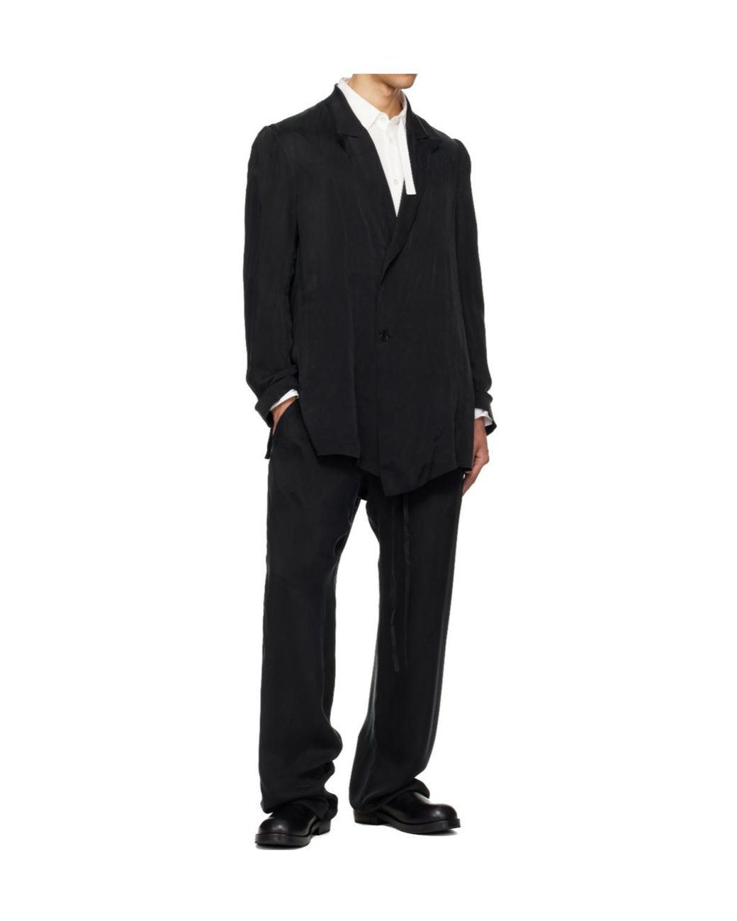 Post Archive Faction PAF Black Pointed Collar Coat for men