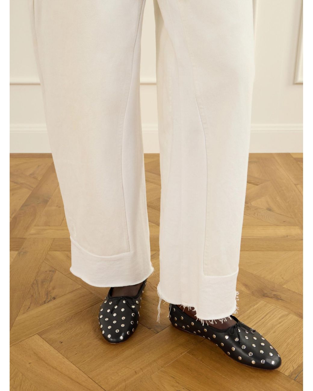 Loeffler Randall Black Studded Leather Ballet Flats