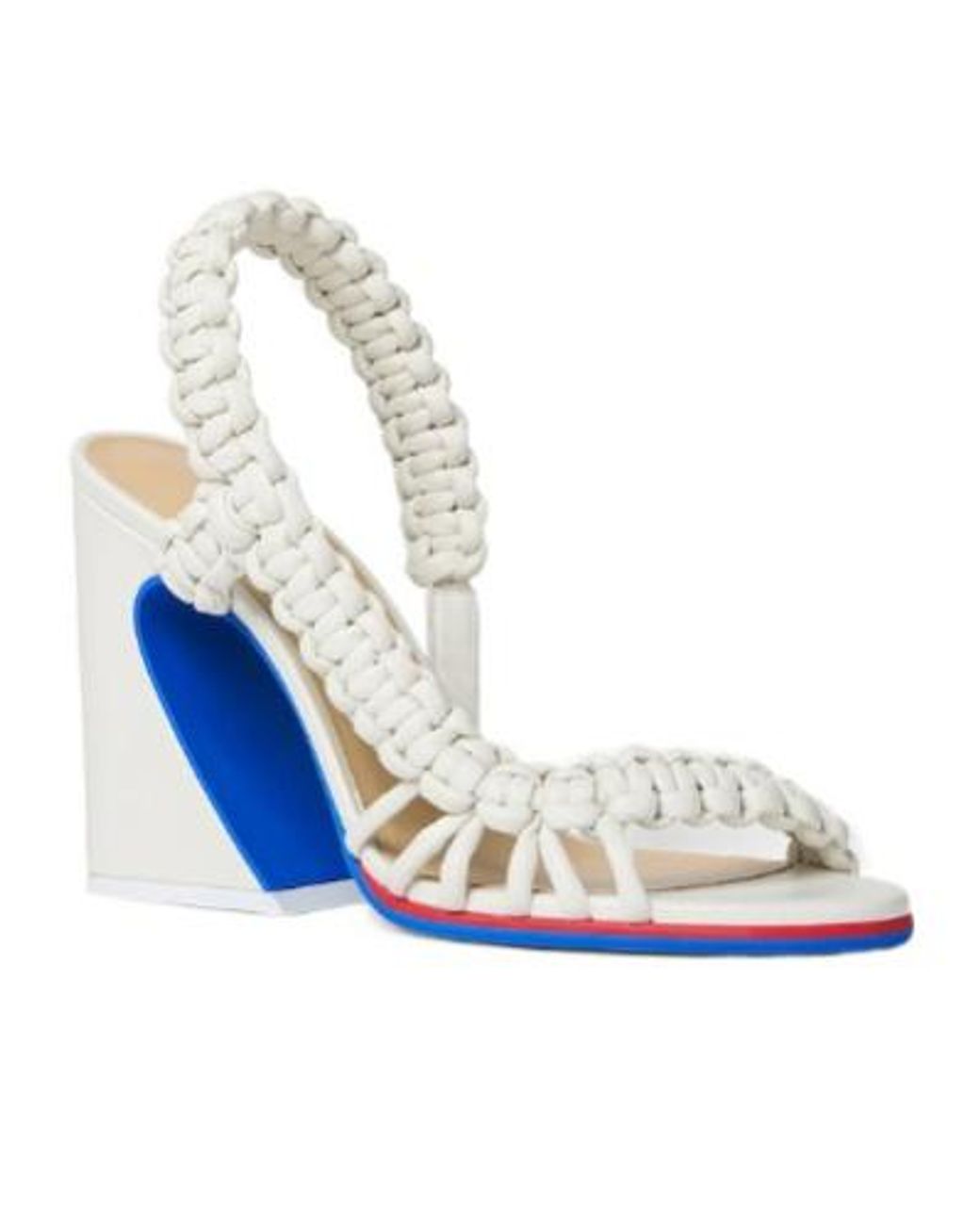Fendi White Arc Braided Heeled Sandals