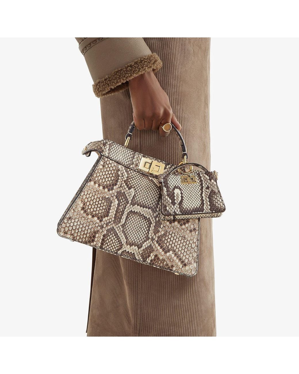 Fendi Brown Natural Python Leather Bag