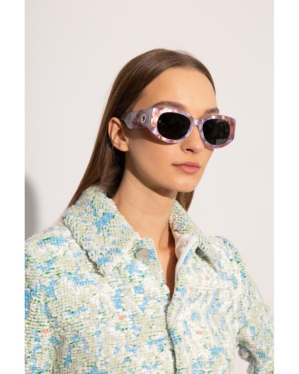Linda Farrow Metallic X Sara Shakeel Debbie Floral Printed Sunglasses