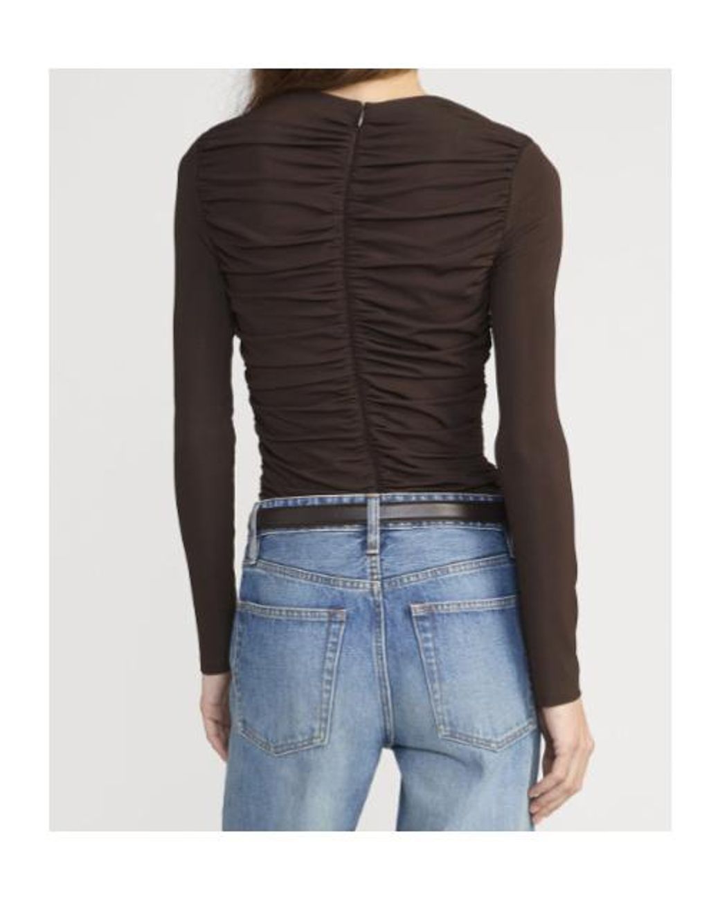 FRAME Black Long-Sleeved Pleated T-Shirt