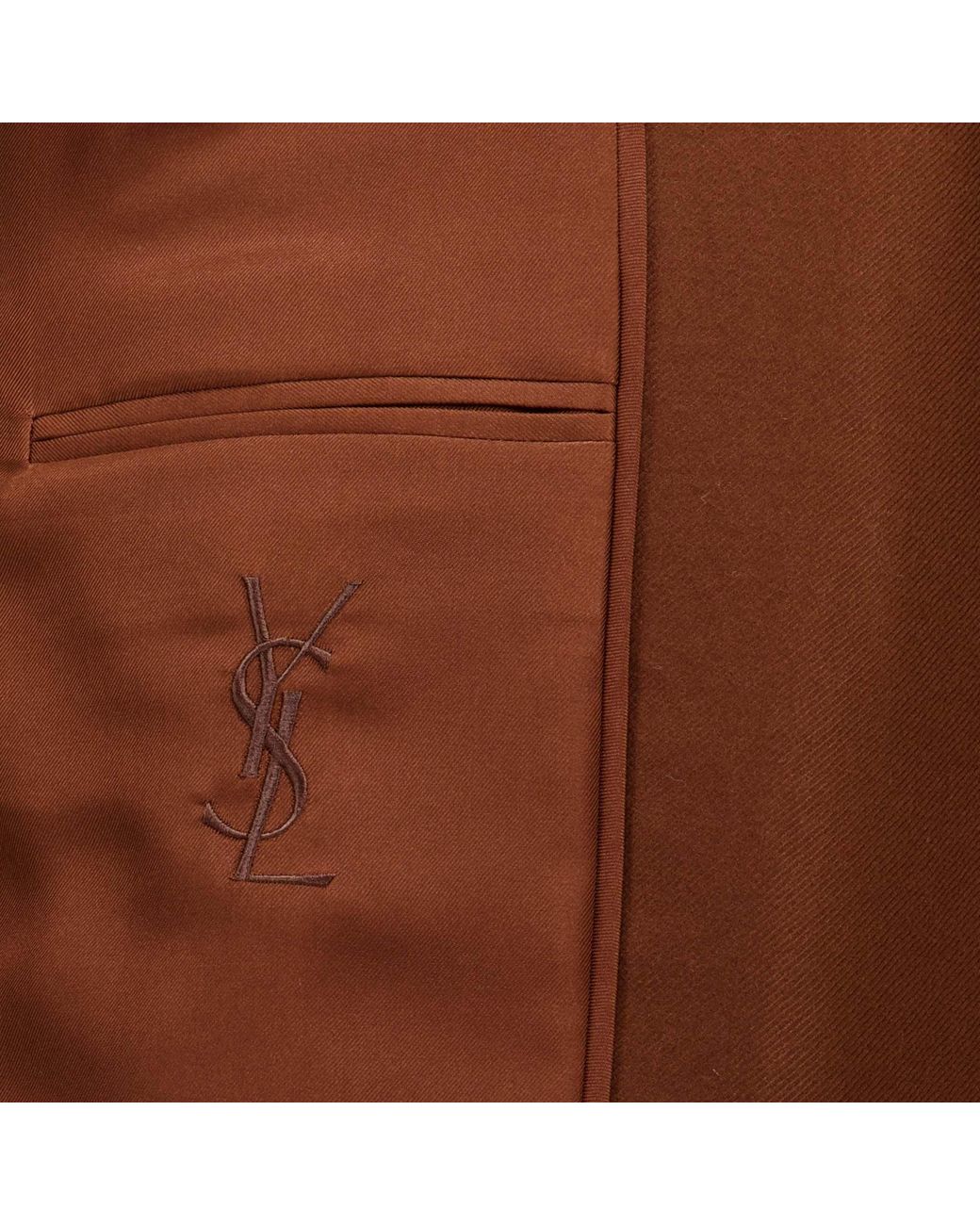 Saint Laurent Brown Double-Breasted Long-Sleeved Jacket