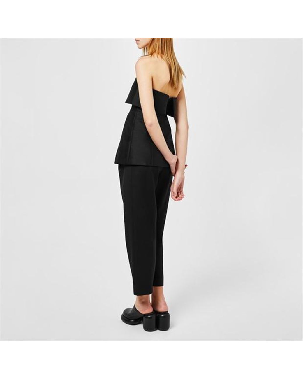 Totême Black Deep-Pleated Straight Pants