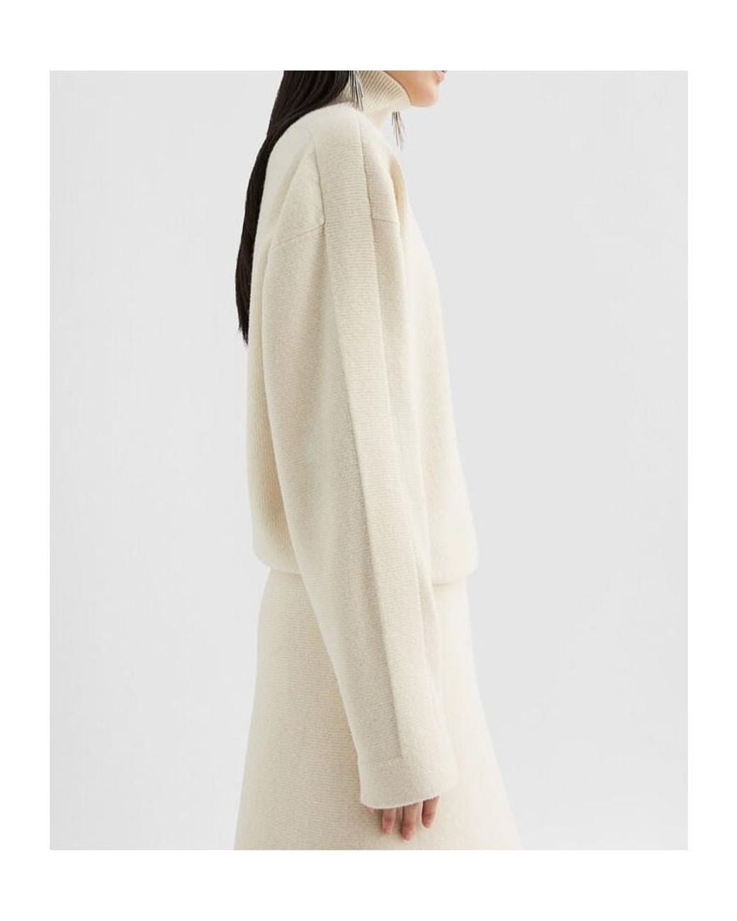 Jil Sander White High Neck Jumper