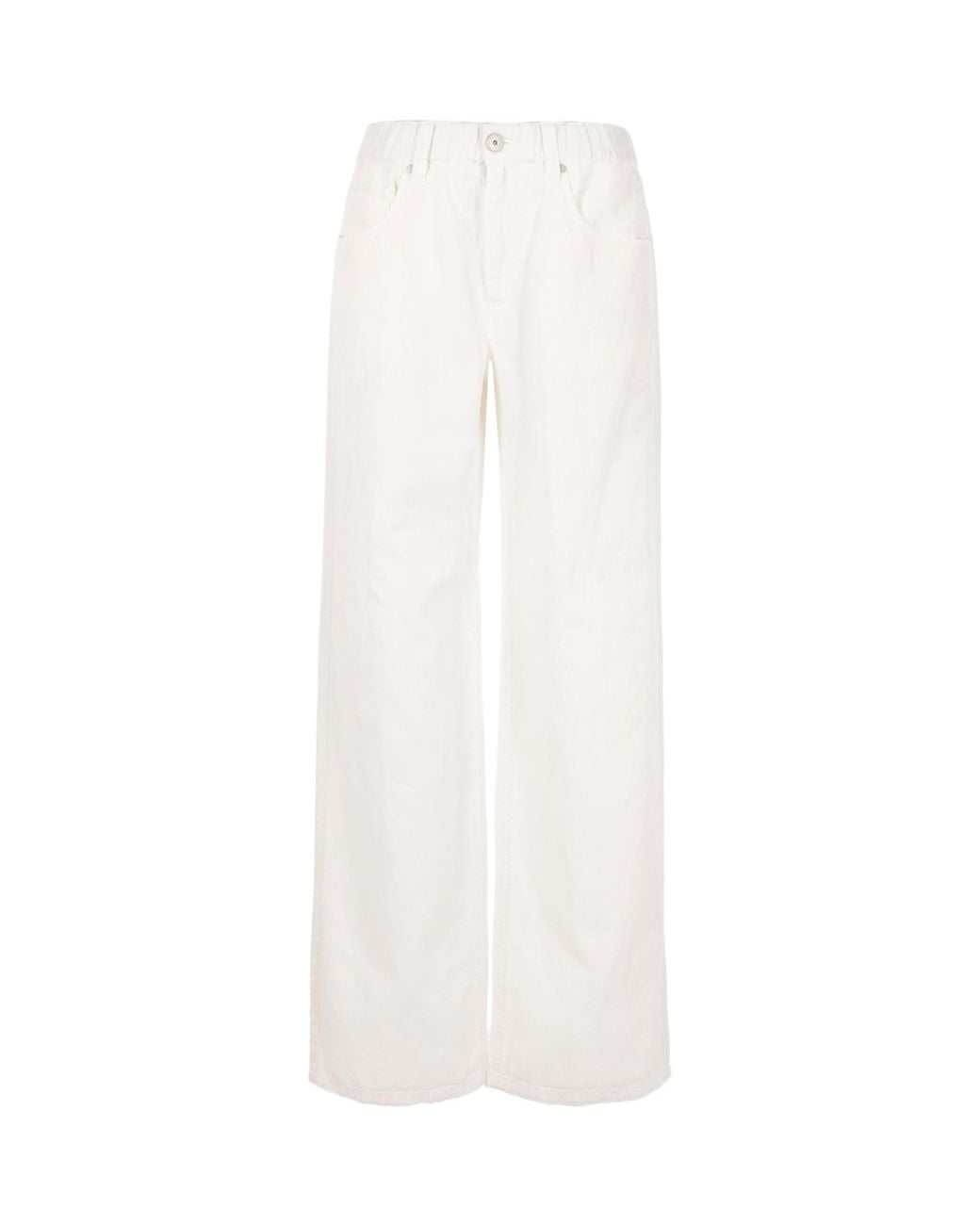 Brunello Cucinelli White Garment-Dyed Contemporary Trousers