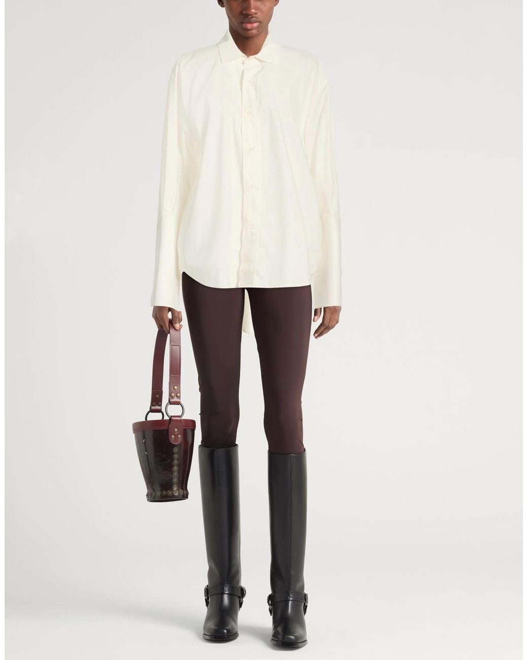 MM6 by Maison Margiela White Solid Colour Shirts Blouses