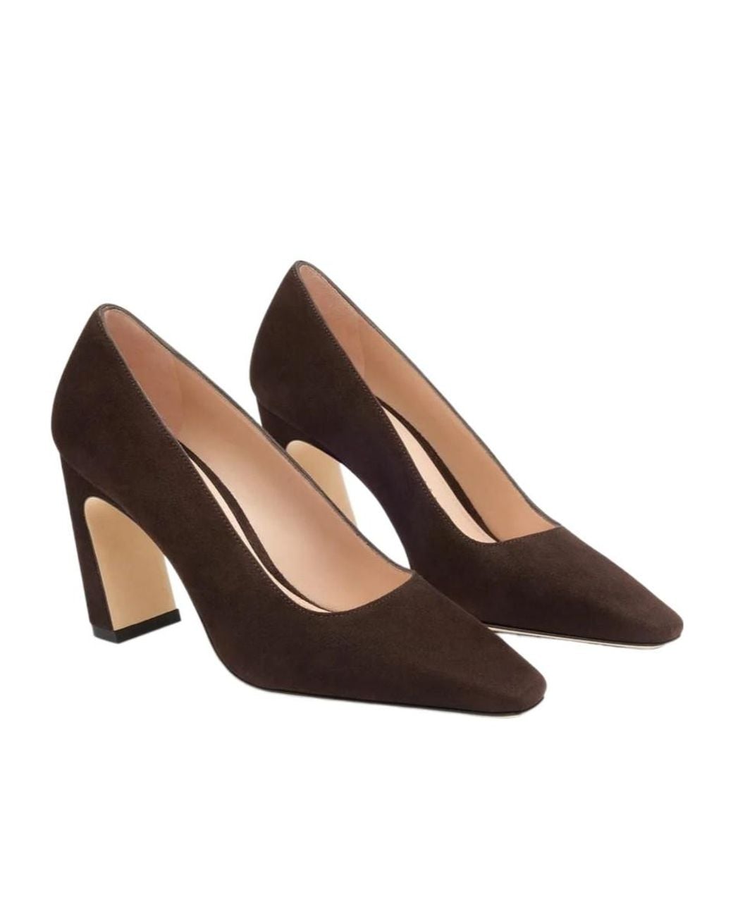 Stuart Weitzman Brown Square-Toe High Heels